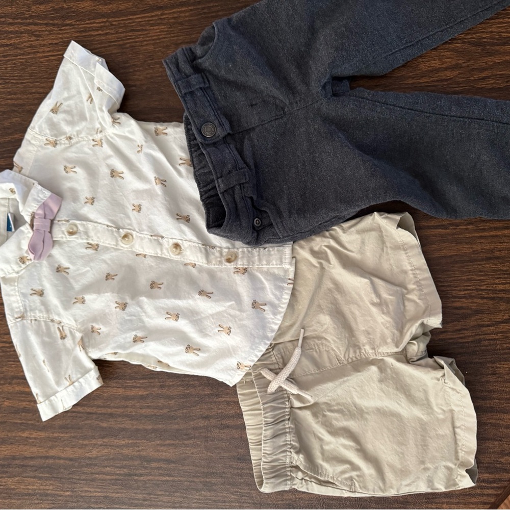 Old Navy Beige Patterned Kids Shirt